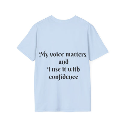 My Voice Matters, and I Use It with Confidence — Unisex Softstyle T‑Shirt