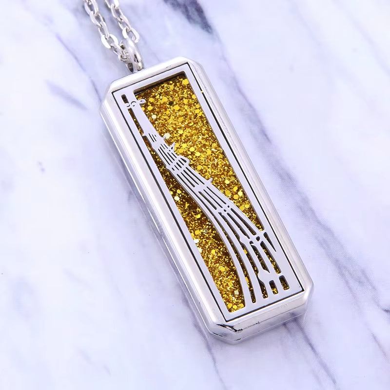 Square Aroma Locket Necklace Magnetic Stainless Steel Aromatherapy Essential Oil Diffuser Perfume Locket Pendant Jewelry