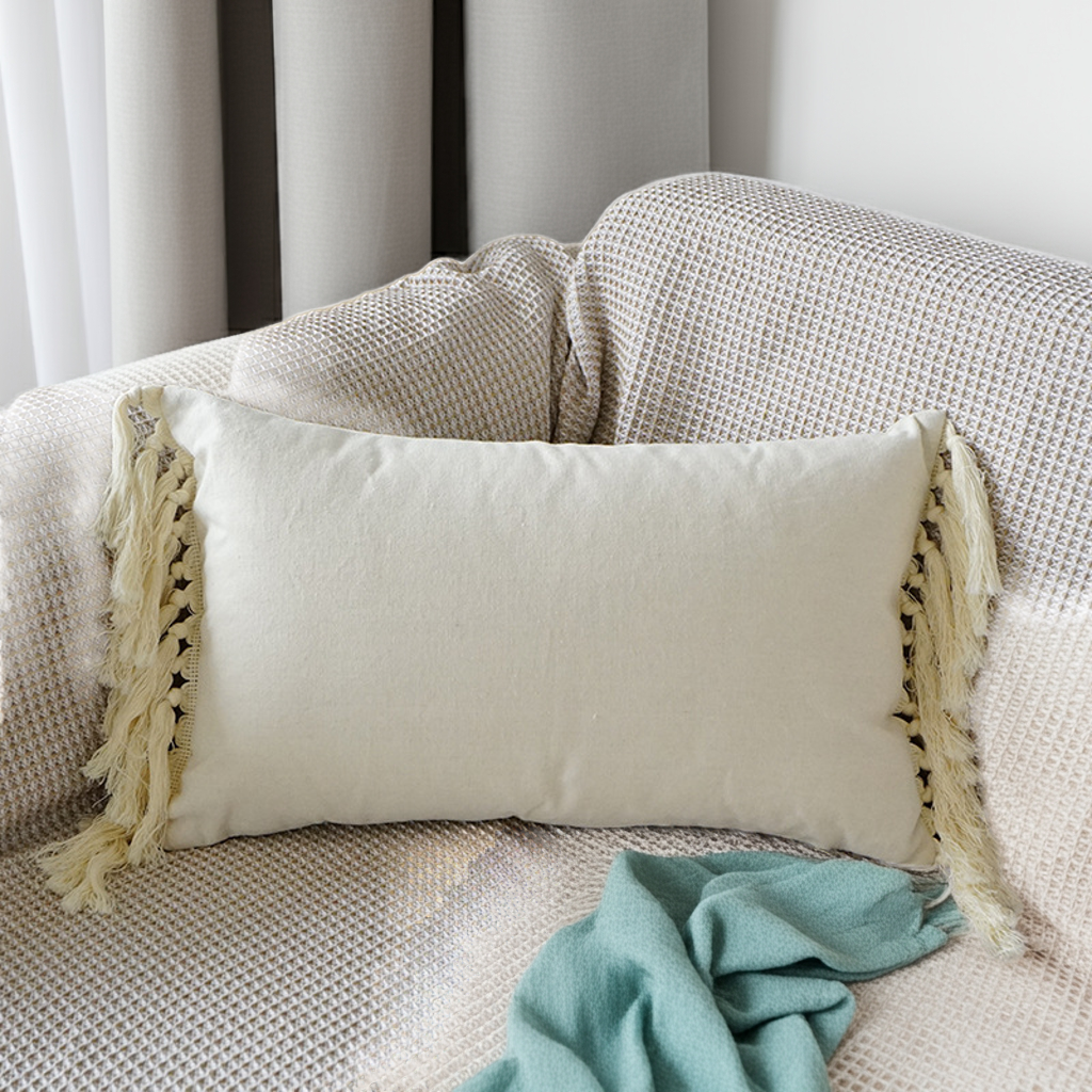 Boho Tufted Tassel Pillowcase Cushion Cover – Ethnic Canvas Decorative Throw Pillow