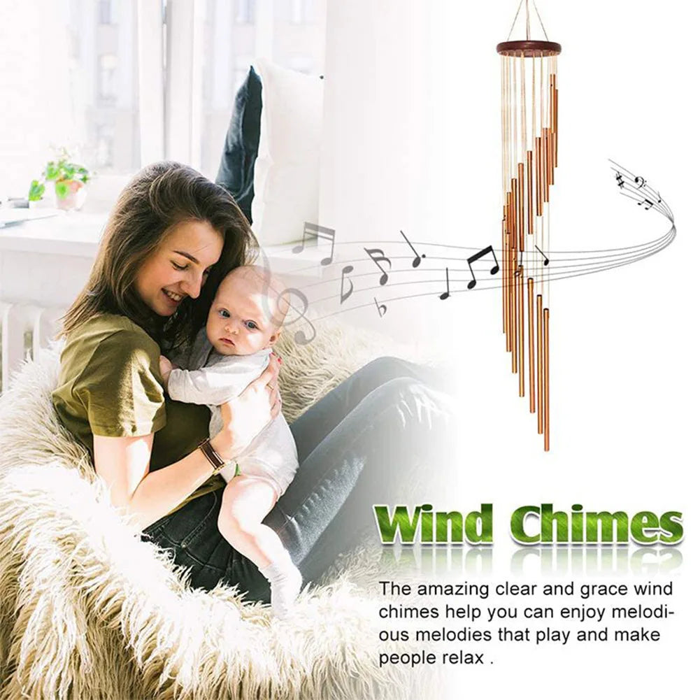 12 Tube Wind Chime Aluminum Tube Pine Musical Wind Chime Waterproof Windproof Suitable for Coffee Shop Garden Restaurant