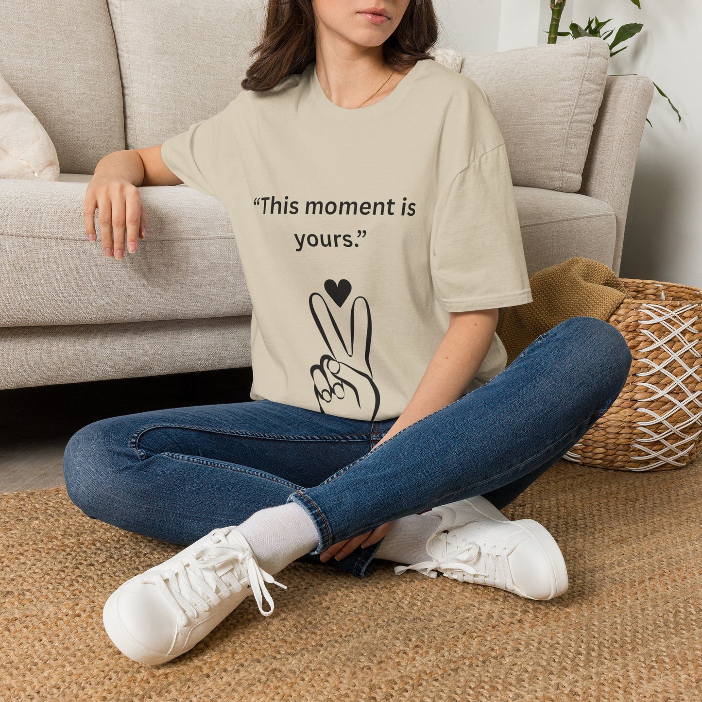 "This Moment Is Yours" — Peace & Heart Unisex Softstyle Tee (Black Print)