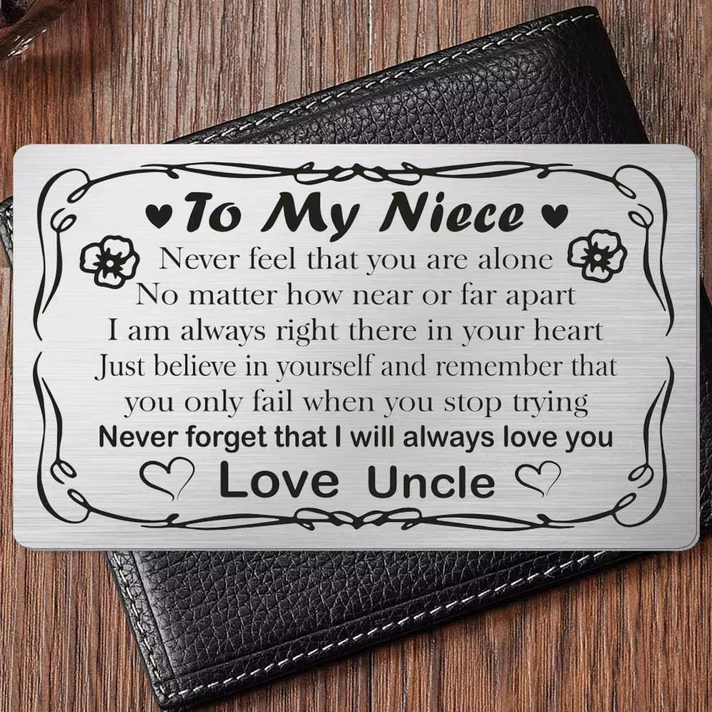 Stainless Steel Wallet Card Postcard Family to MY SON DAUGHTER SISTER BROTHER DAD MOM WIFE HUSBAND Couple Christmas Gift Trendy