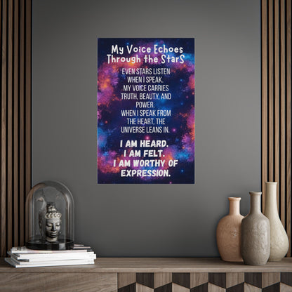 Inspirational Galaxy Poster My Voice Echoes Through the Stars Wall Art