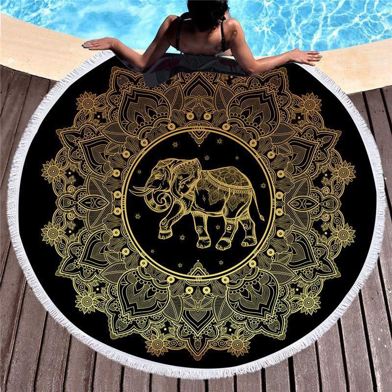 Elephant, Turtle, Owl, Fish Animal Beach Towel Mat