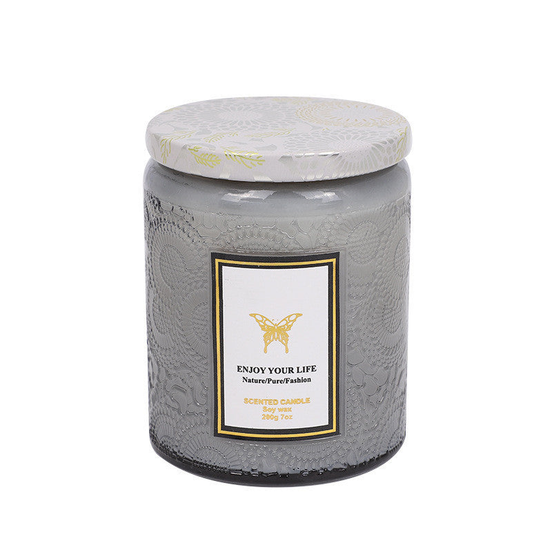 Serenity Embossed Glass Aromatherapy Soy Candle