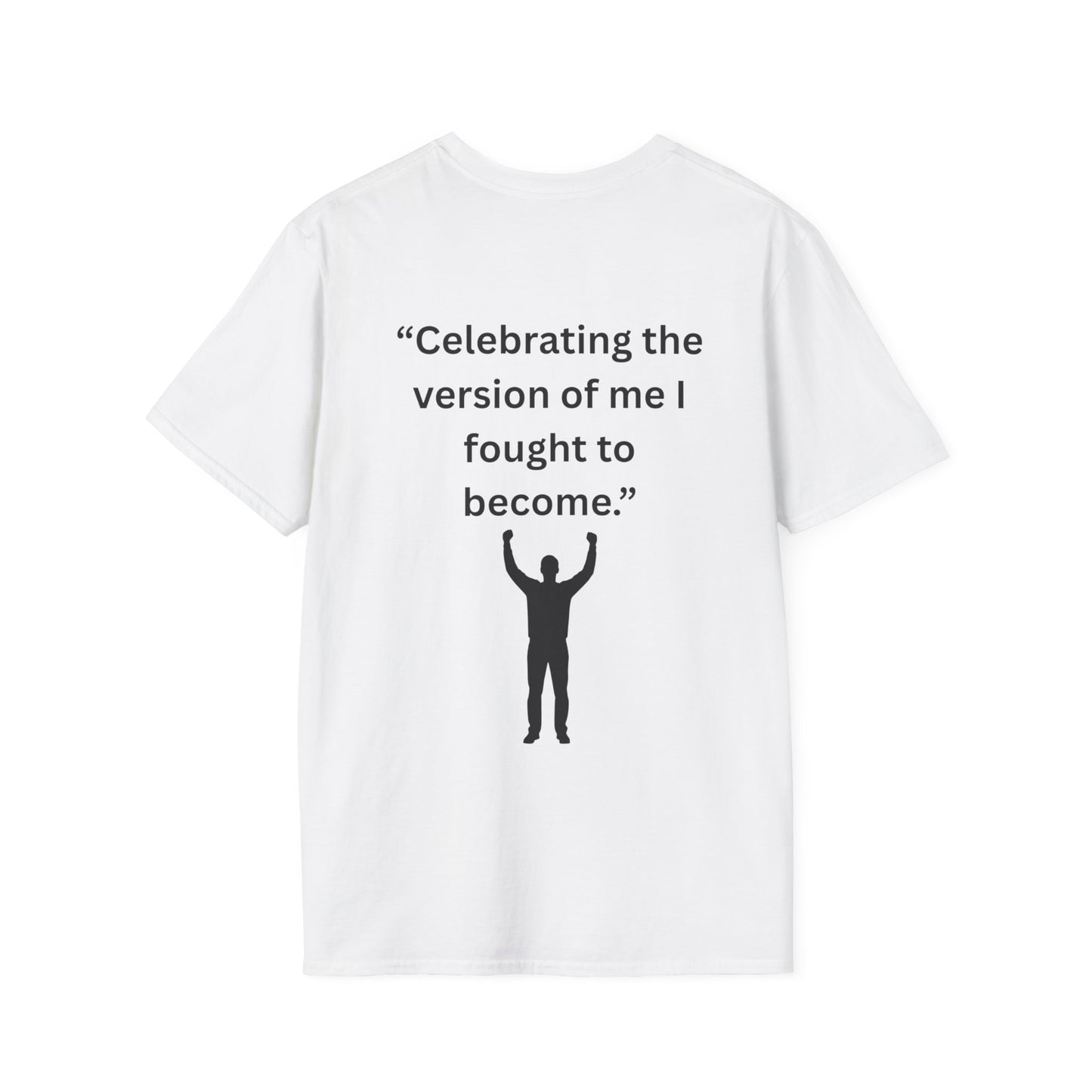 "Celebrating The Version of Me" — Empowered Man Unisex Softstyle Tee (Black Print)