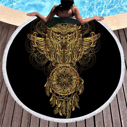 Elephant, Turtle, Owl, Fish Animal Beach Towel Mat