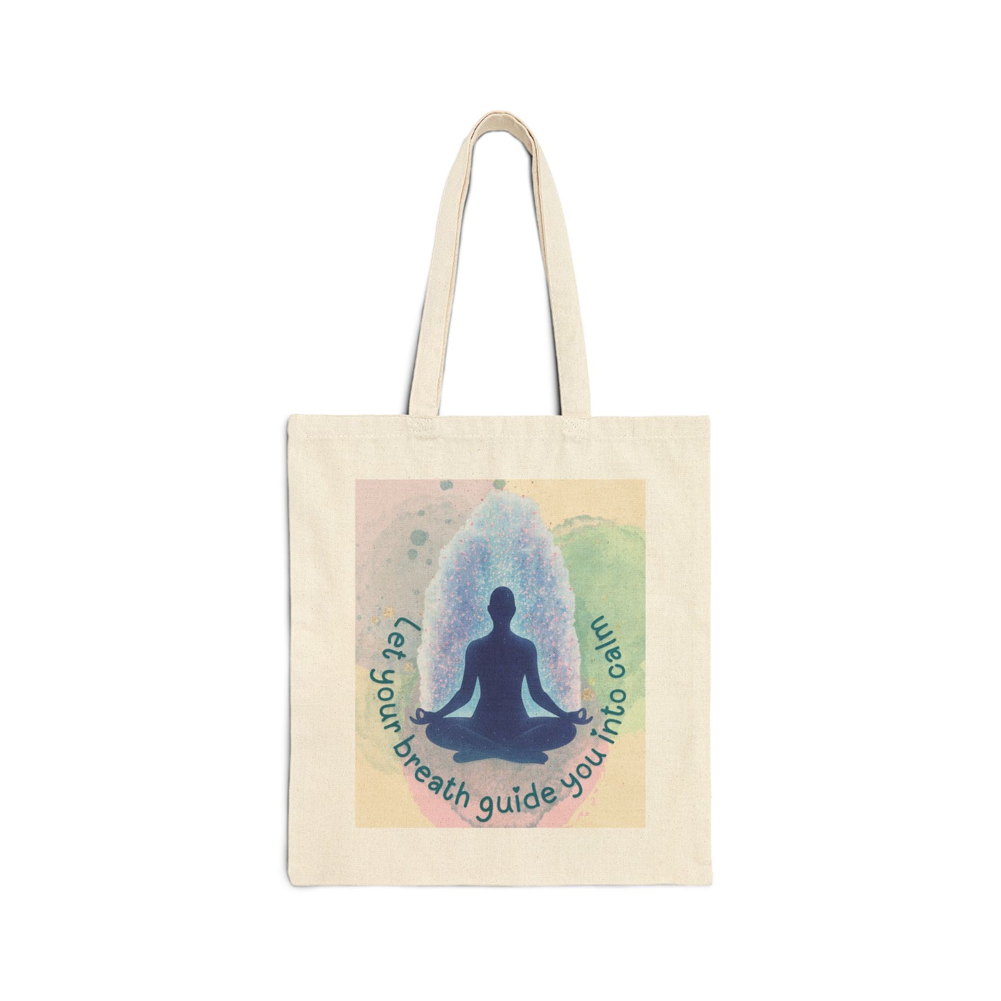 Meditation Tote Bag — 'Let your breath guide you into calm' Canvas Grocery & Yoga Bag