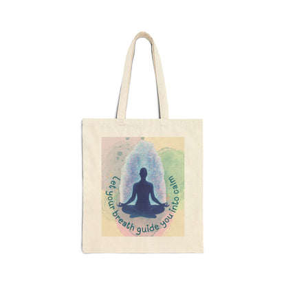 Meditation Tote Bag — 'Let your breath guide you into calm' Canvas Grocery & Yoga Bag