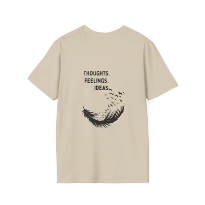 "Thoughts. Feelings. Ideas." — Unisex Softstyle T‑Shirt (Black Print)