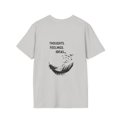 "Thoughts. Feelings. Ideas." — Unisex Softstyle T‑Shirt (Black Print)