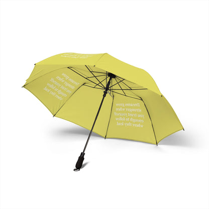 "Dreams Grow Stronger" — Yellow Semi-Automatic Foldable Umbrella