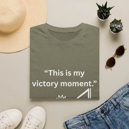 "This Is My Victory Moment" — Inspirational Unisex Tee (White Print)