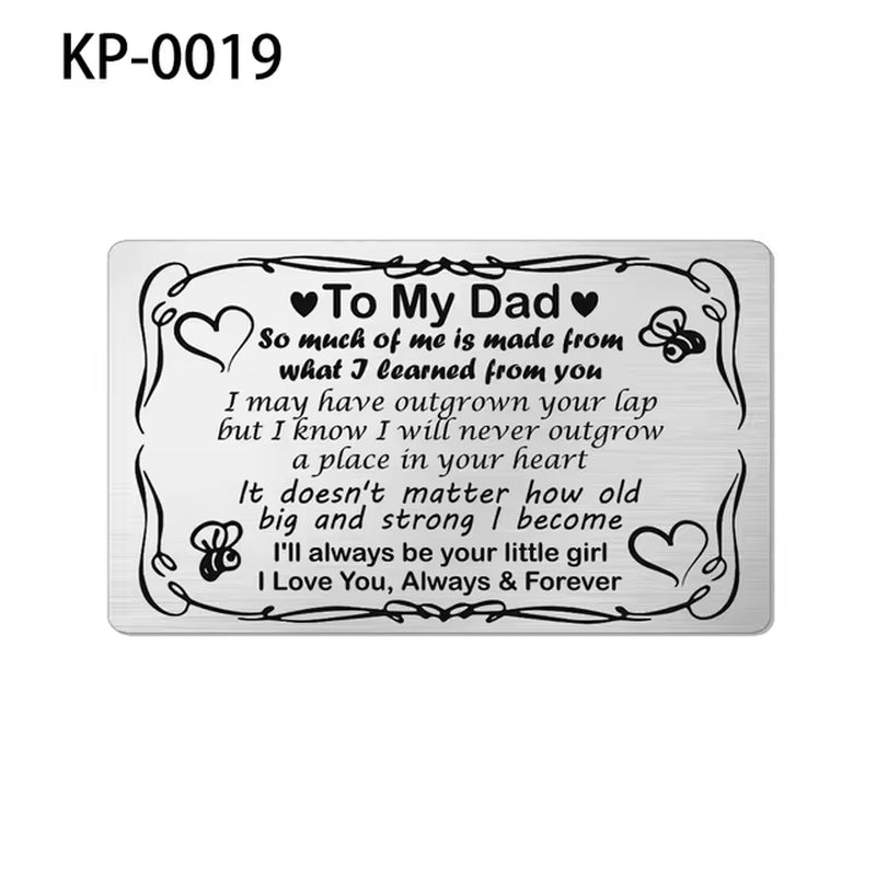 Stainless Steel Wallet Card Postcard Family to MY SON DAUGHTER SISTER BROTHER DAD MOM WIFE HUSBAND Couple Christmas Gift Trendy