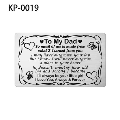 Stainless Steel Wallet Card Postcard Family to MY SON DAUGHTER SISTER BROTHER DAD MOM WIFE HUSBAND Couple Christmas Gift Trendy