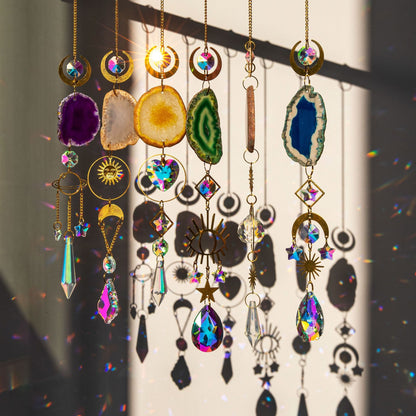 Agate Raw Stone Crystal Sun Catcher Rainbow Manufacture Hanging Window Vehicle Pendant Prism Ball