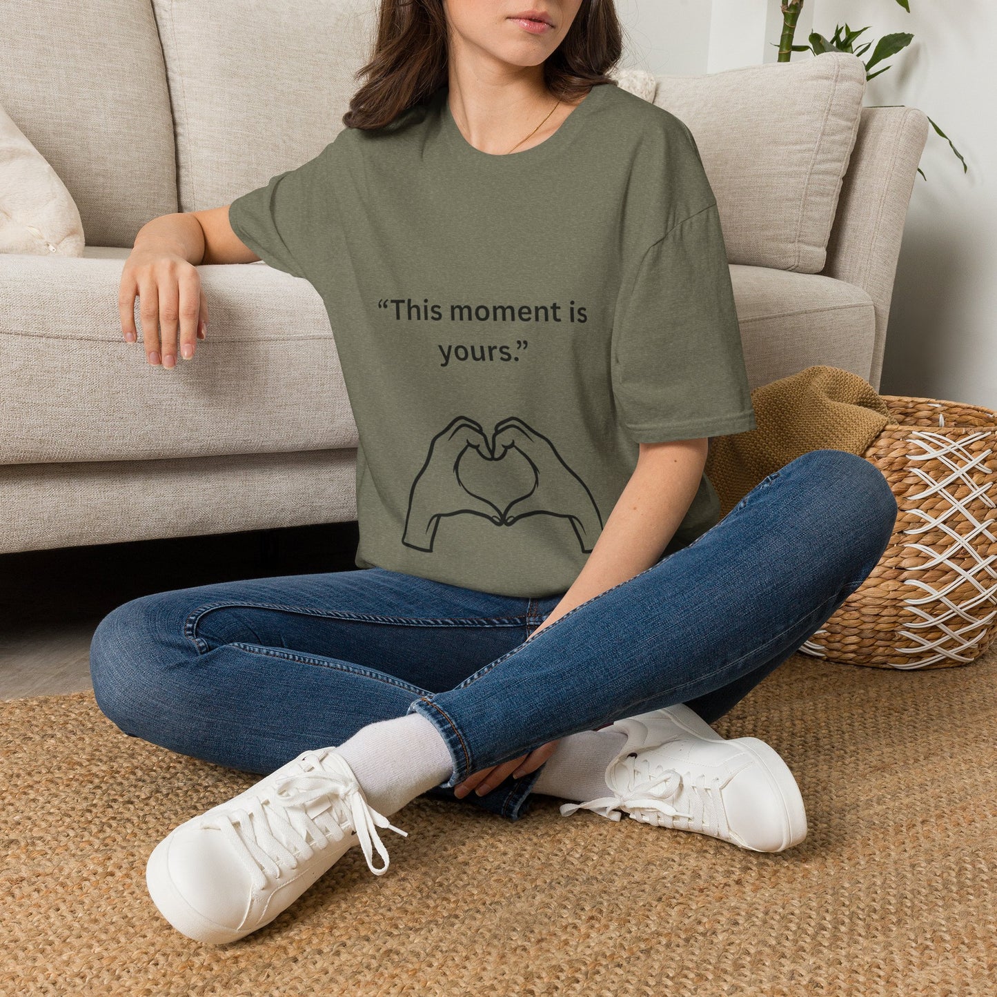 "This Moment Is Yours" — Heart Hands Unisex Softstyle Tee (Black Print)
