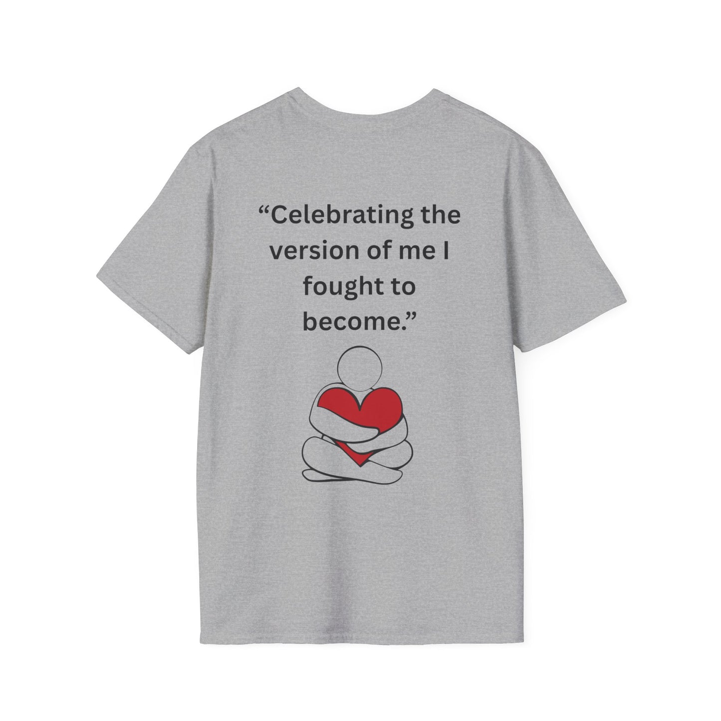 "Celebrating The Version of Me" — Self-Love Heart Unisex Softstyle Tee