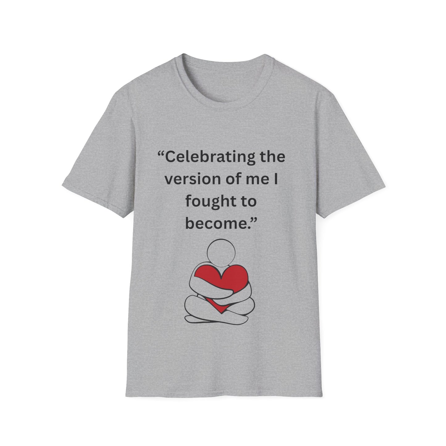 "Celebrating The Version of Me" — Self-Love Heart Unisex Softstyle Tee