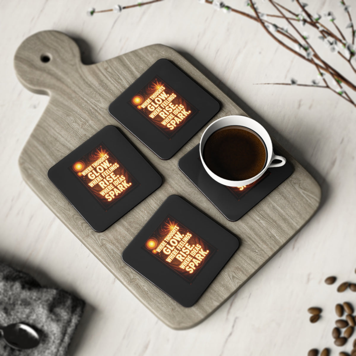 Cork Drink Coaster — Where Ideas Spark