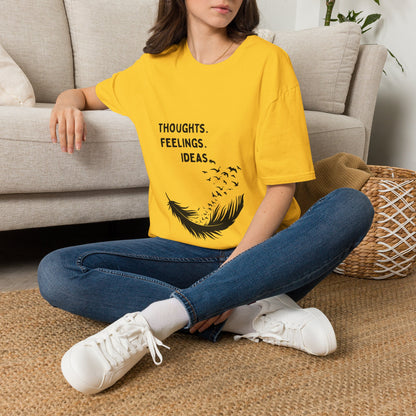 "Thoughts. Feelings. Ideas." — Unisex Softstyle T‑Shirt (Black Print)