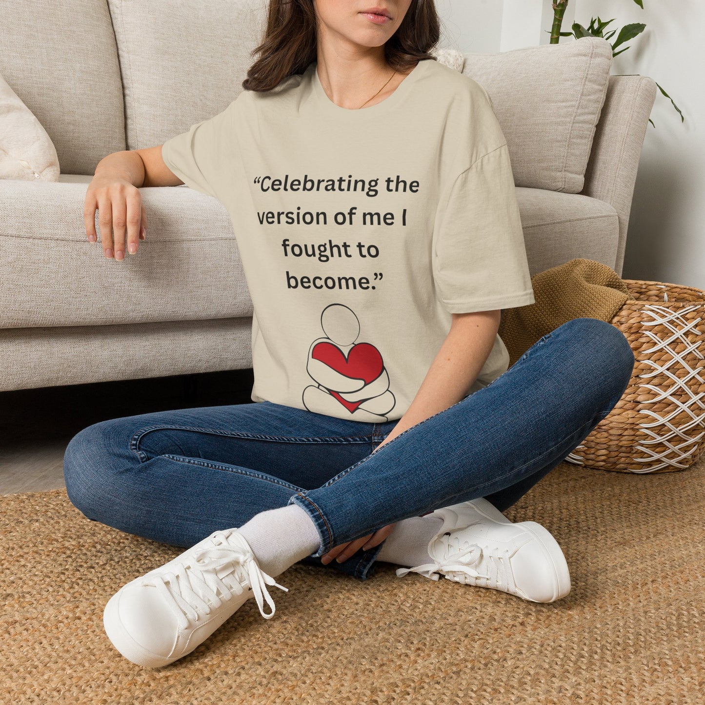 "Celebrating The Version of Me" — Self-Love Heart Unisex Softstyle Tee