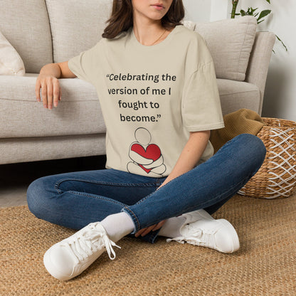 "Celebrating The Version of Me" — Self-Love Heart Unisex Softstyle Tee