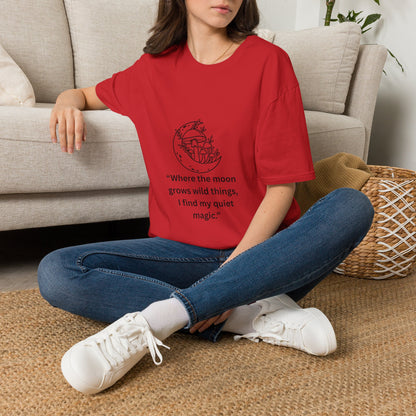 "Where the Moon Grows Wild Things" — Unisex Softstyle Tee (Black Print)
