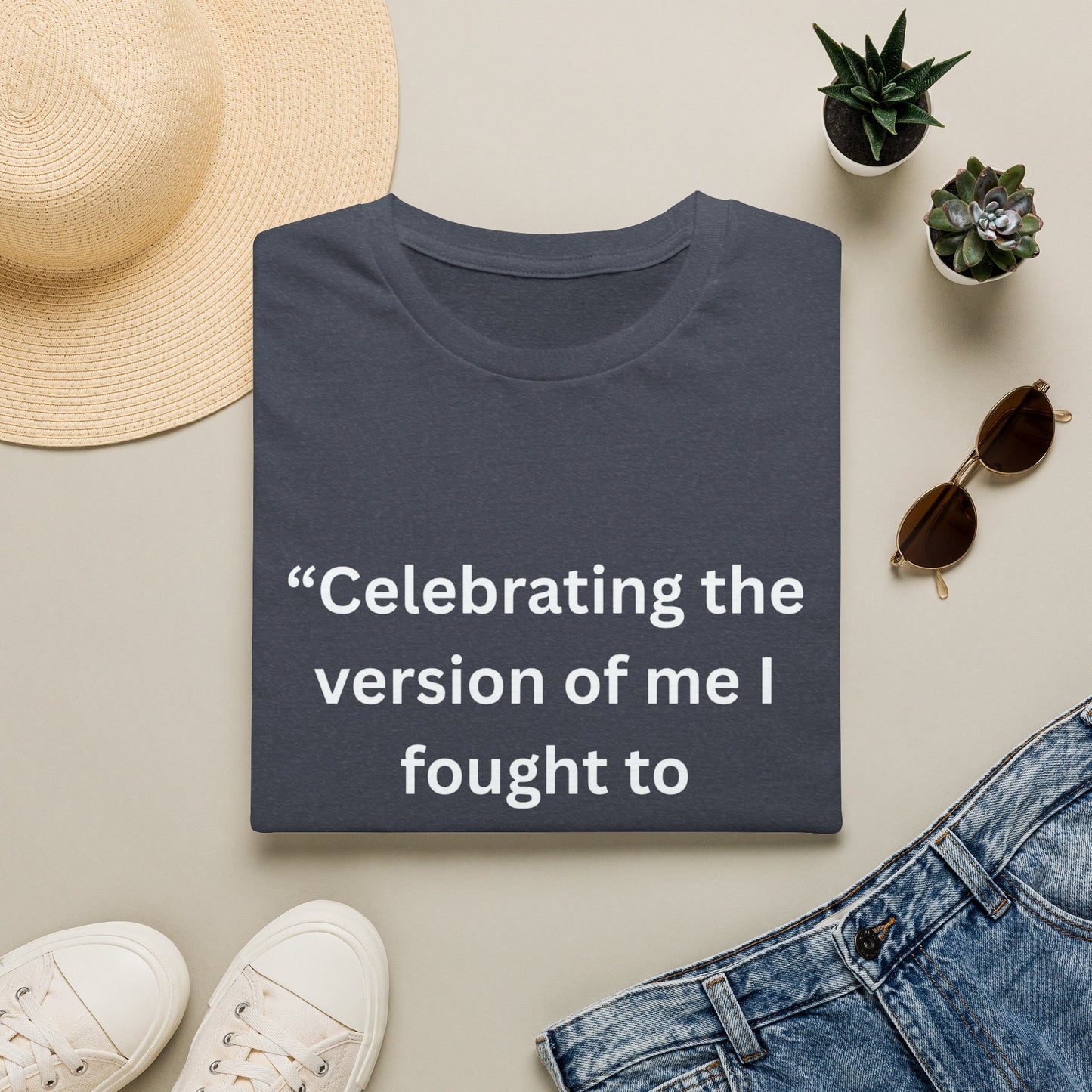 "Celebrating The Version of Me" — Empowered Man Unisex Softstyle Tee (White Print)