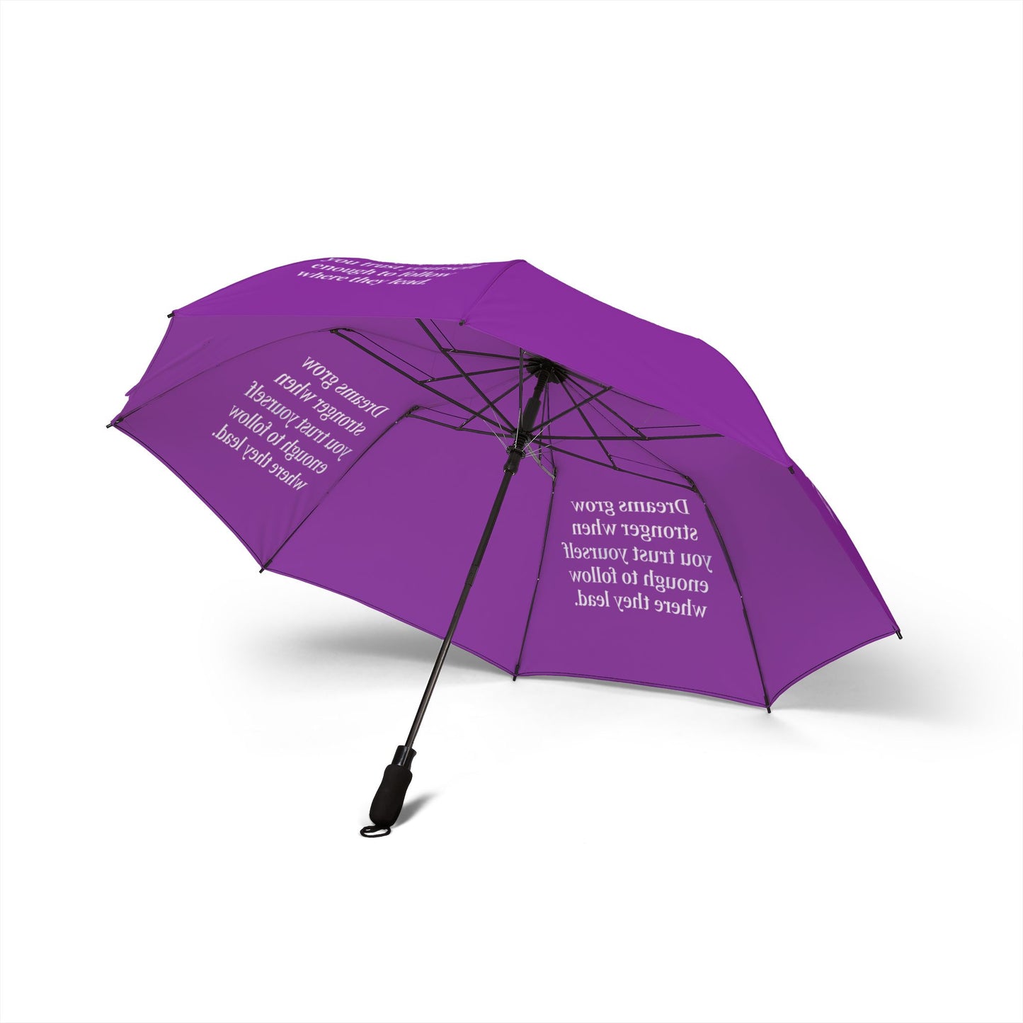"Dreams Grow Stronger" — Purple Semi-Automatic Foldable Umbrella