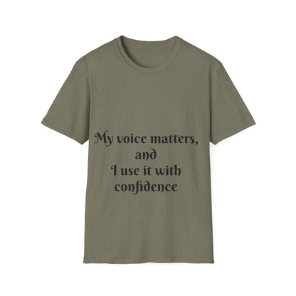 My Voice Matters, and I Use It with Confidence — Unisex Softstyle T‑Shirt