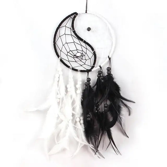 Balance Harmony Dream Catcher Bedroom Decor Dream Catcher Black White Feather Dream Catchers Yin Yang Wall Decorations for Home