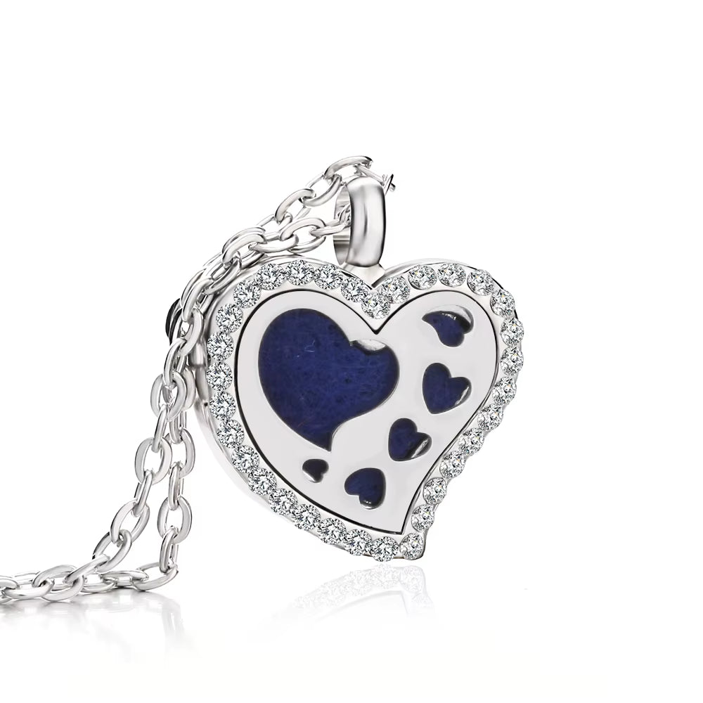 2023 New Aromatherapy Necklace Diffuser Pendant Locket Crystal Tree Love Heart Perfume Essential Oil Diffuser Necklace for Women