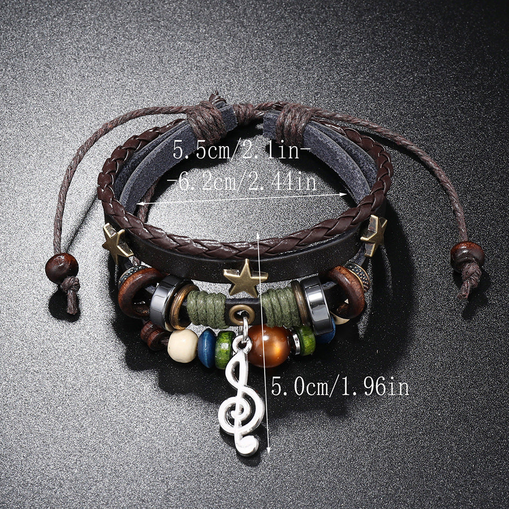 Studio Ghibli Inspired Multi-Layer Beaded Leather Bracelet Unisex Adjustable