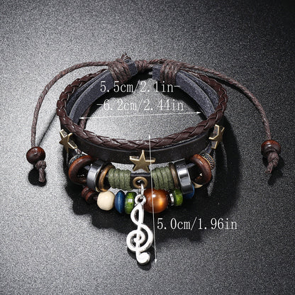 Studio Ghibli Inspired Multi-Layer Beaded Leather Bracelet Unisex Adjustable