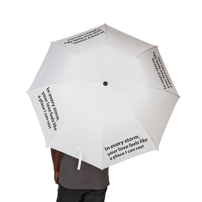 "In Every Storm, Your Love Feels Like A Place I Can Rest" — White Semi-Automatic Foldable Umbrella