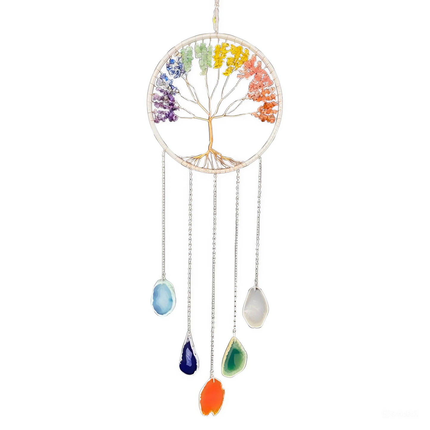 7 Chakra Gemstone Agate - Tree of Life Dream Catchers Wall Hanging Decor