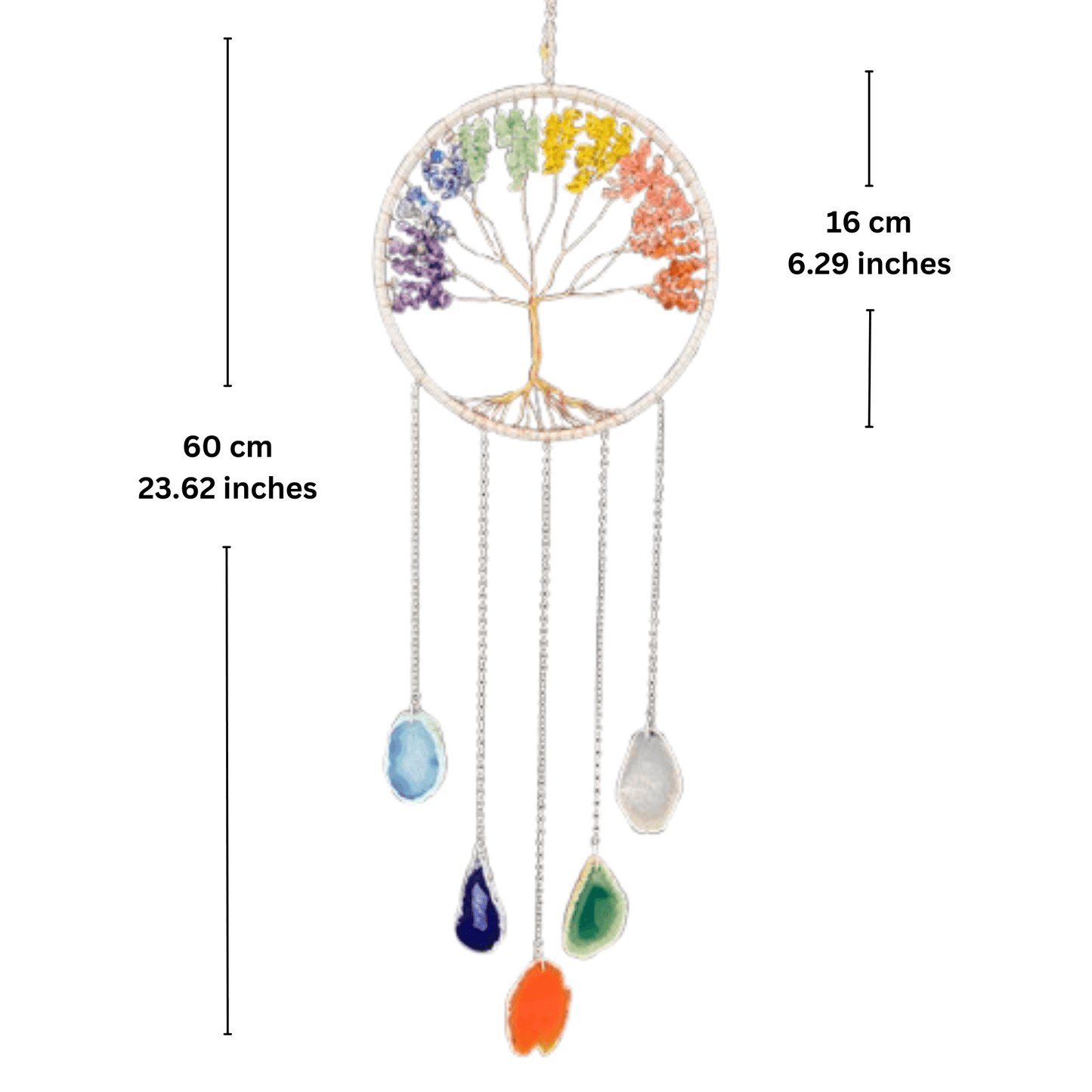 7 Chakra Gemstone Agate - Tree of Life Dream Catchers Wall Hanging Decor
