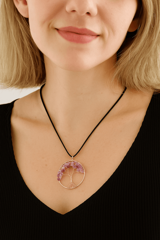 7 Chakras Tree of Life Pendant Necklace Gold Crystal Beads Reiki Healing Jewelry