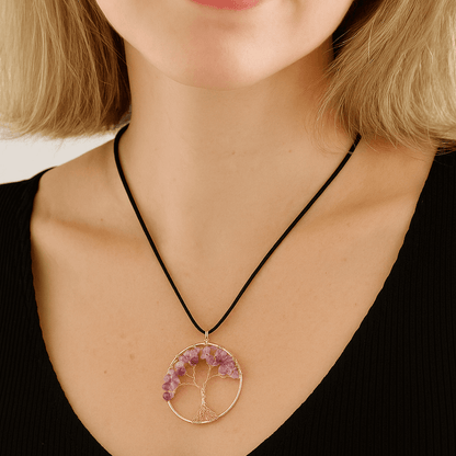 7 Chakras Tree of Life Pendant Necklace Gold Crystal Beads Reiki Healing Jewelry