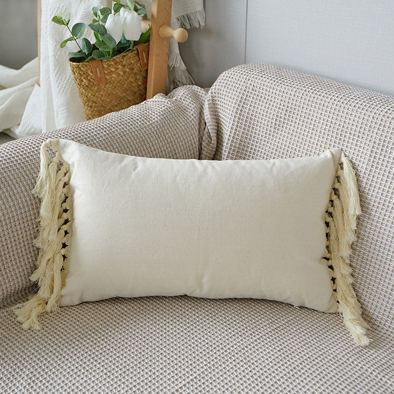 Boho Tufted Tassel Pillowcase Cushion Cover – Ethnic Canvas Decorative Throw Pillow