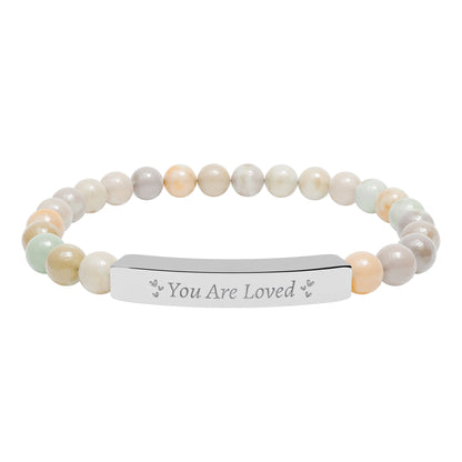 You Are Loved Natural Stone Bar Bracelet – Genuine Gemstone Stretch Jewelry Gift