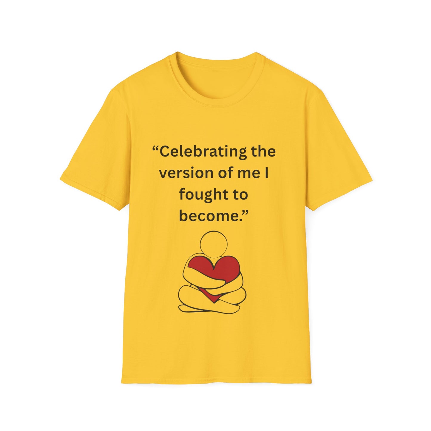 "Celebrating The Version of Me" — Self-Love Heart Unisex Softstyle Tee