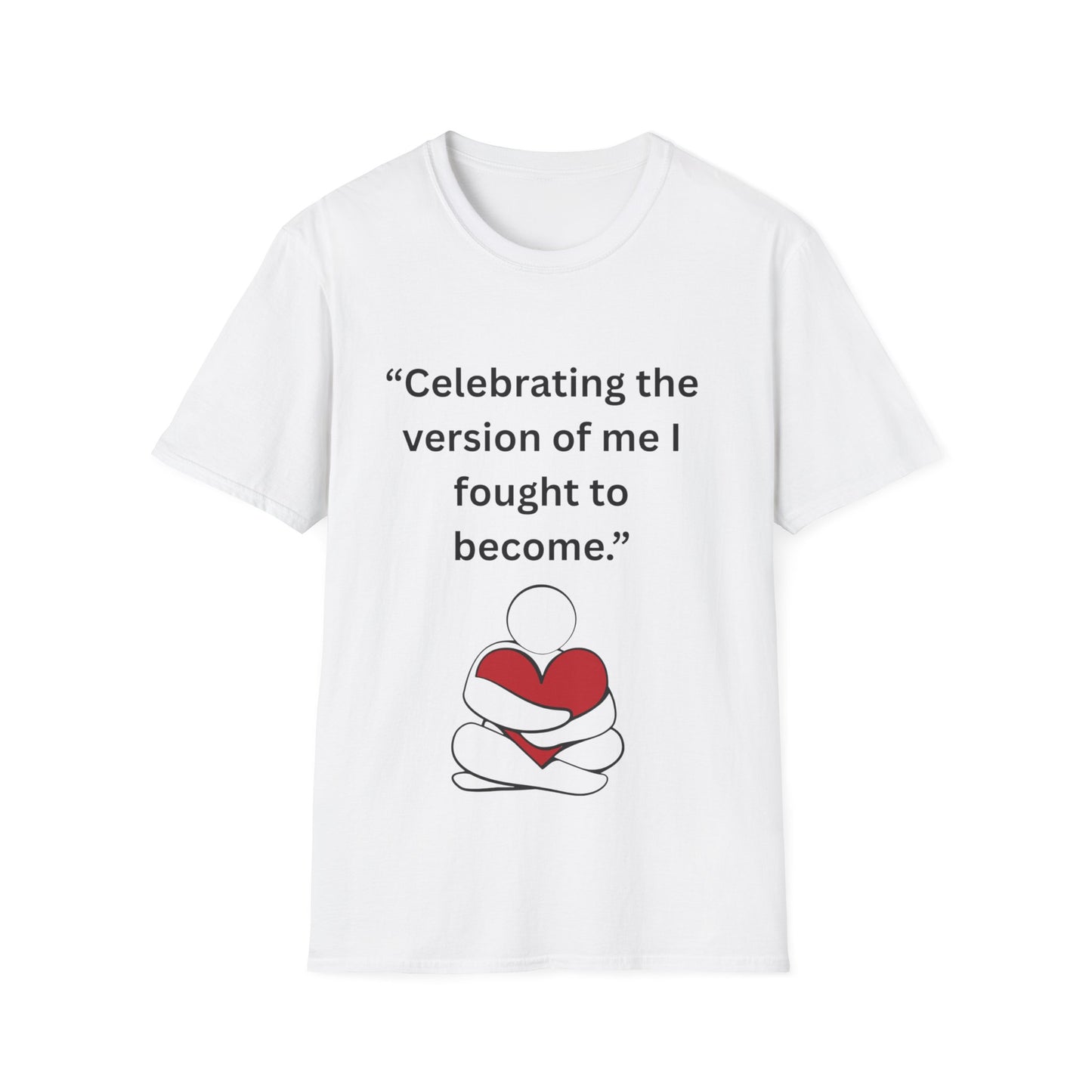 "Celebrating The Version of Me" — Self-Love Heart Unisex Softstyle Tee
