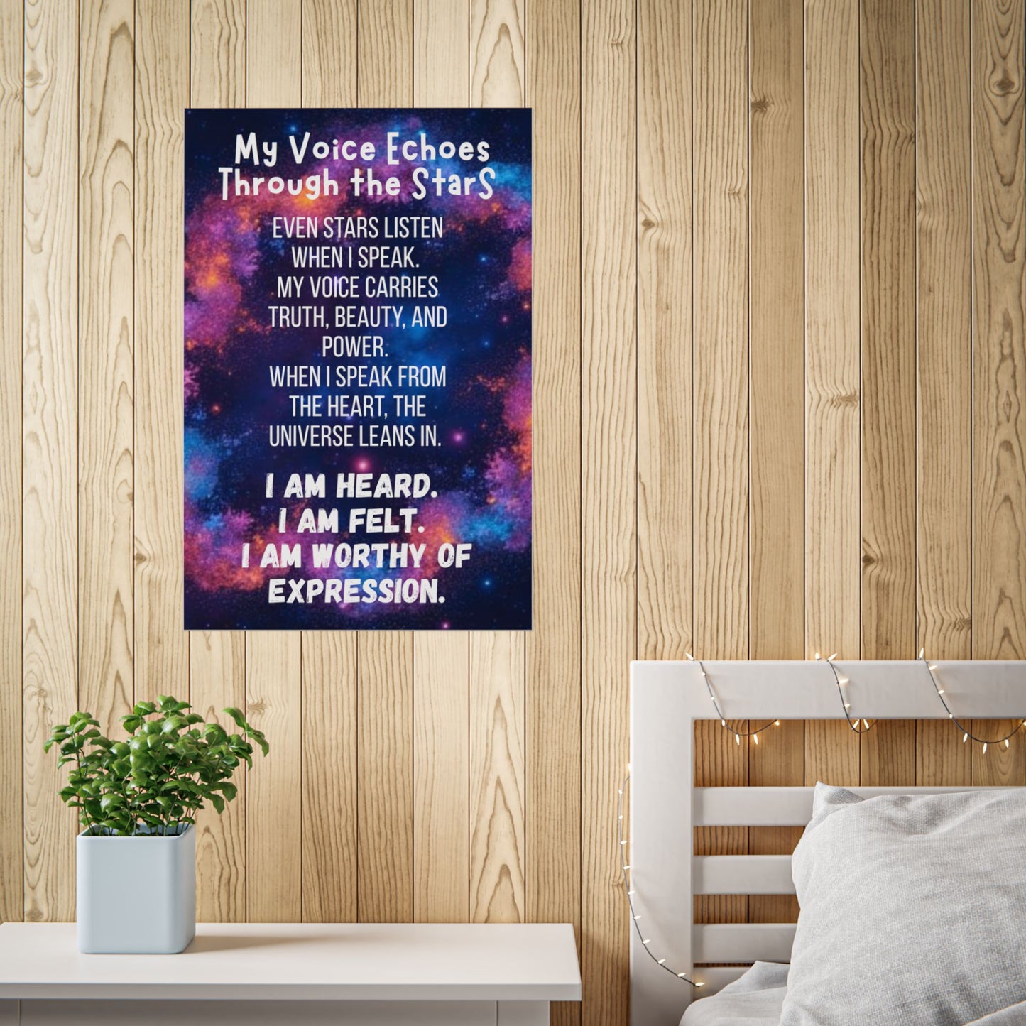 Inspirational Galaxy Poster My Voice Echoes Through the Stars Wall Art