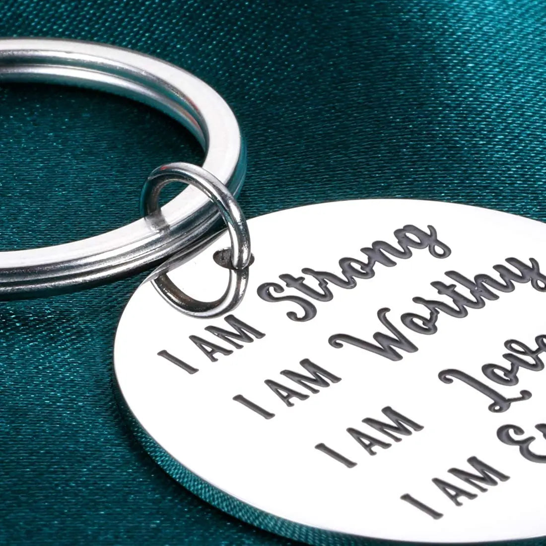 I Am Strong I Am Worthy I Am Loved I Am Enough Keychain Inspirational Quotes Gifts Depression Gifts Best Friend Birthday Custom