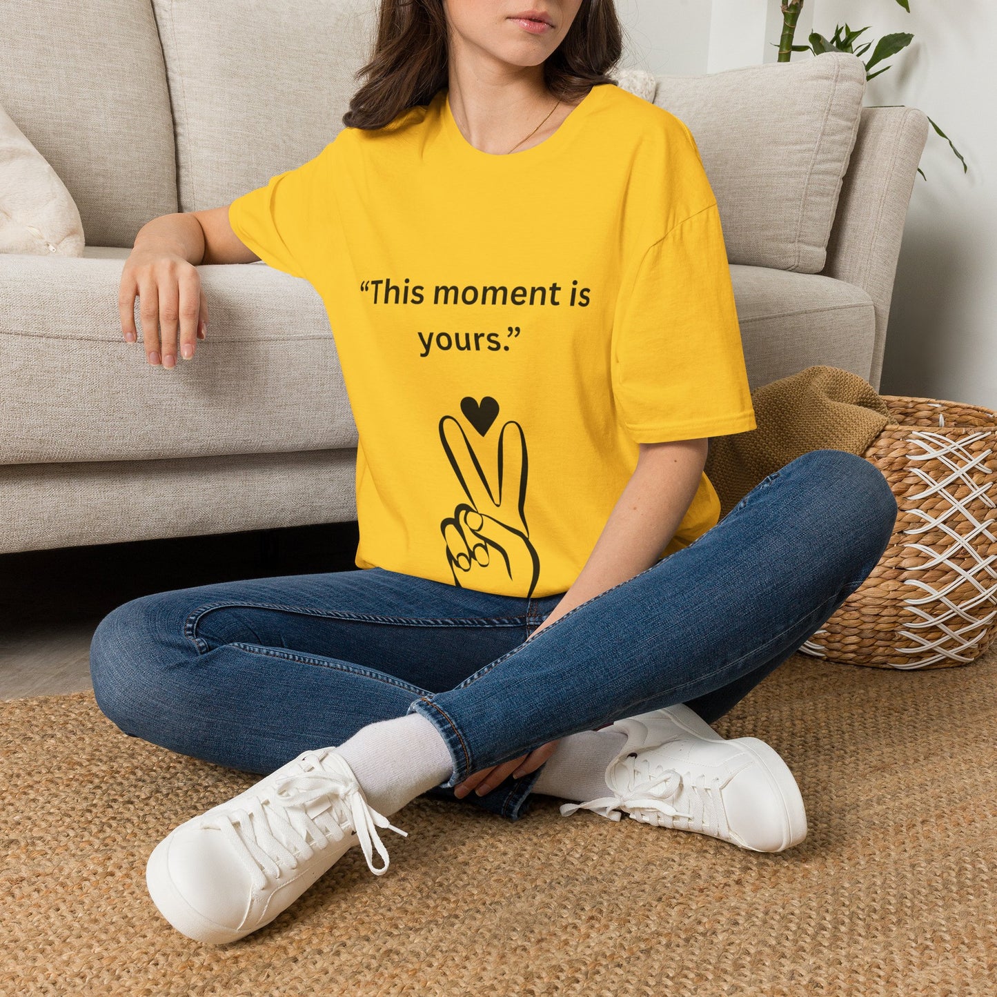 "This Moment Is Yours" — Peace & Heart Unisex Softstyle Tee (Black Print)