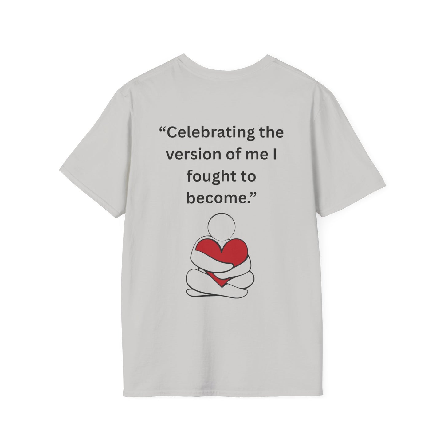 "Celebrating The Version of Me" — Self-Love Heart Unisex Softstyle Tee