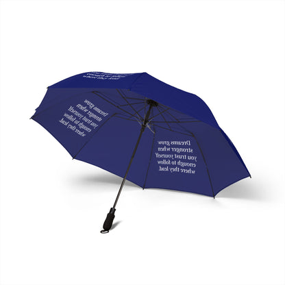 "Dreams Grow Stronger" — Navy Blue Semi-Automatic Foldable Umbrella