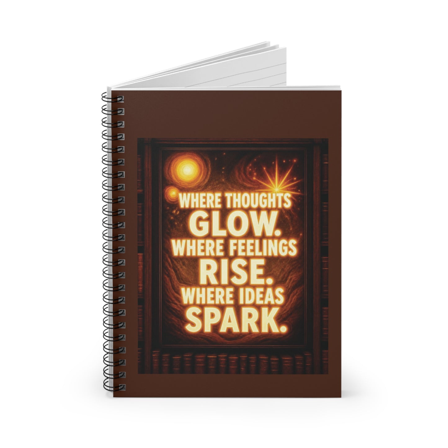 "Where Thoughts Glow" - Spiral Notebook